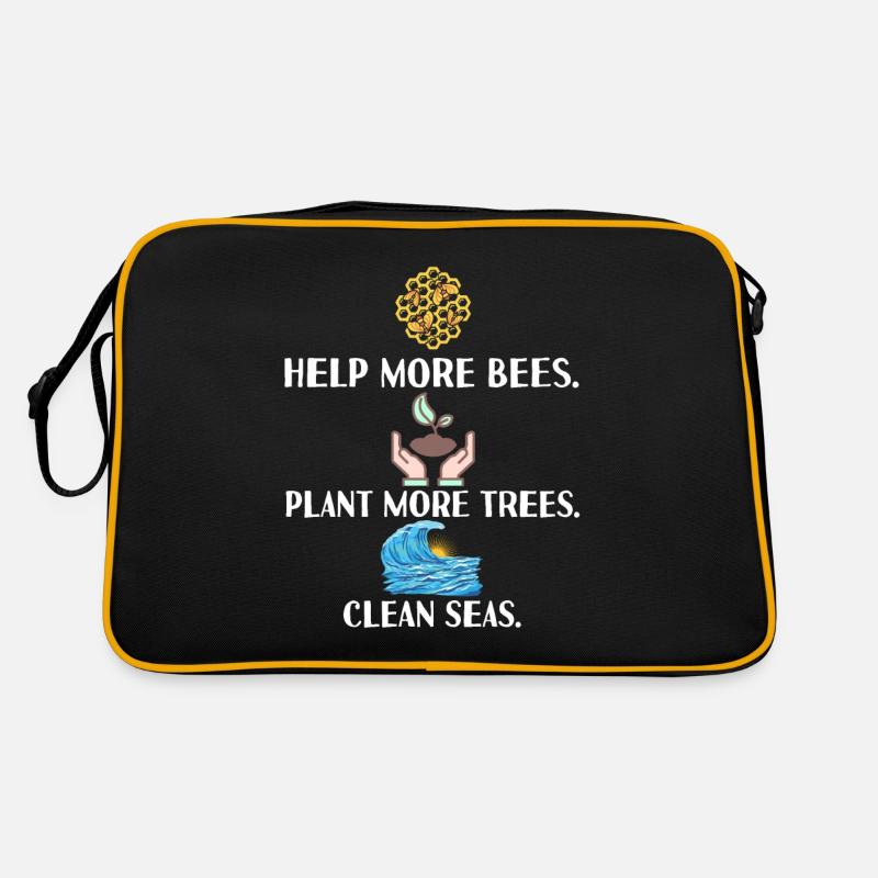 Help More Bees Plant More Trees Clean Seas Retro Bag