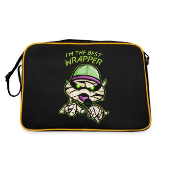 Funny Mummy I Am The Best Wrapper Rapper Halloween - Retro Tasche - Schwarz/Gold - Hinten