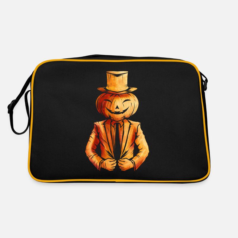 Realistic Jack O Lantern Pumpkin Man In Suit Retro Tasche