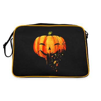 Jack O Lantern Carved Pumpkin Falling Into Pieces - Retro Tasche - Schwarz/Gold - Hinten