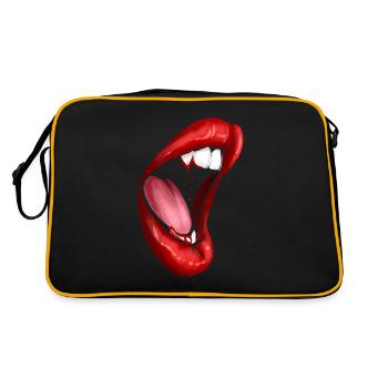 Grand crocs de vampire à bouche féminine ouverte avec du sang - Sac Retro - noir/or - Dos