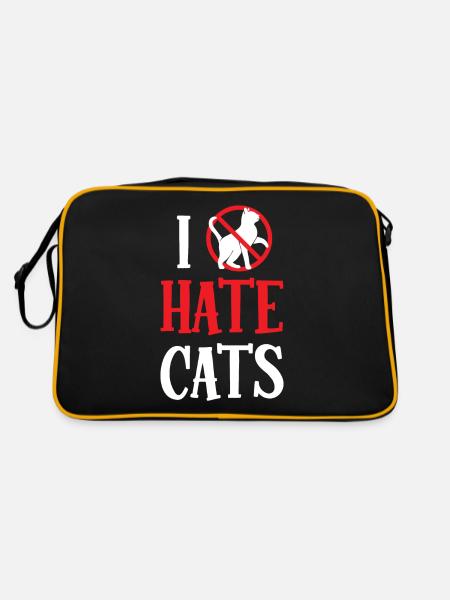 I Hate Cats Dog Animal Puppy Lover - Retro Bag - black/gold - Back