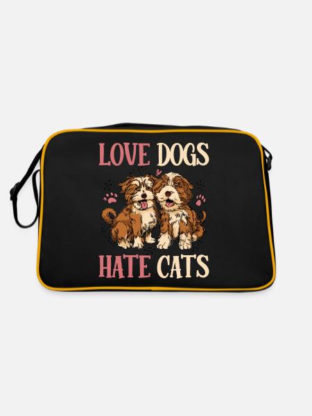Dear Dogs Hate Cats Puppy Dog Lover - Retro Bag - black/gold - Back