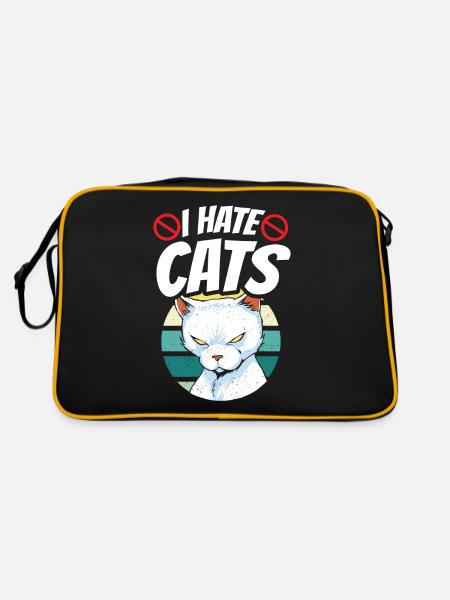 I Hate Cats Dog Puppy Lover Animal - Retro Bag - black/gold - Back