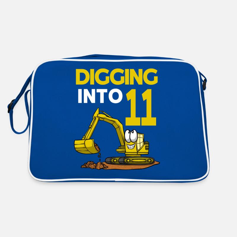 Baggerfahrer gräbt sich in 11 Geburtstag Retro Tasche