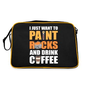 Je veux juste peindre des roches et boire du café rock - Sac Retro - noir/or - Dos