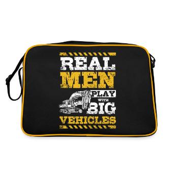 Real men play with big vehicles excavator driver - Retro Bag - black/gold - Back