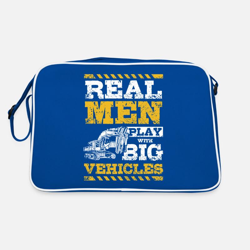 Real men play with big vehicles excavator driver Retro Bag
