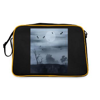 Full Moon Night Full Moon and Bats - Retro Bag - black/gold - Back
