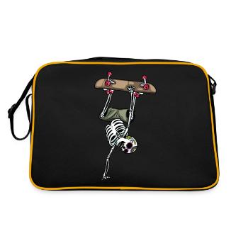 Skater Skeleton Skateboard Halloween Skateboarding - Retro Bag - black/gold - Back