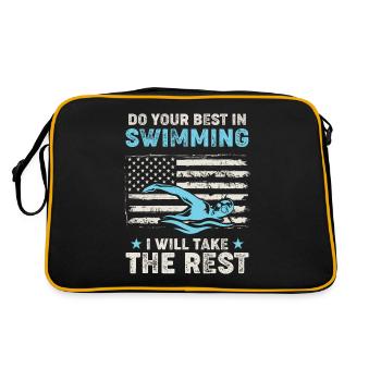 Schwimmtrainer Sporttrainer Leichtathletik - Retro Tasche - Schwarz/Gold - Hinten