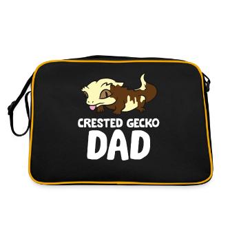 Crested Gecko Dad Lizard Reptile Father Crested - Retro Bag - black/gold - Back