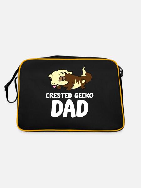 Crested Gecko Dad Lizard Reptile Father Crested - Retro Bag - black/gold - Back
