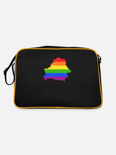 Belarus Regenbogenflagge für LGTBQ-Belarusianer - Retro Tasche - Schwarz/Gold - Hinten
