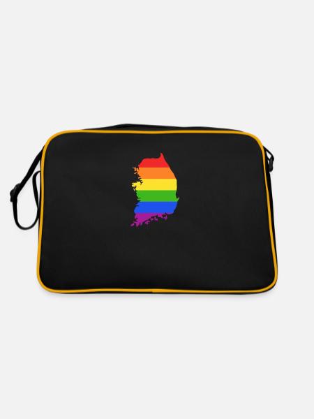 Südkorea Regenbogenflagge für LGTBQ-Südkoreaner - Retro Tasche - Schwarz/Gold - Hinten
