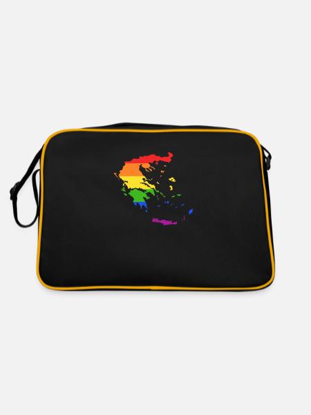 Griechenland Regenbogenflagge für LGTBQ-Griechen - Retro Tasche - Schwarz/Gold - Hinten