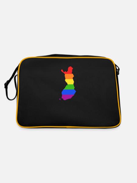 Finnland Regenbogenflagge für LGTBQ-Finnländer - Retro Tasche - Schwarz/Gold - Hinten