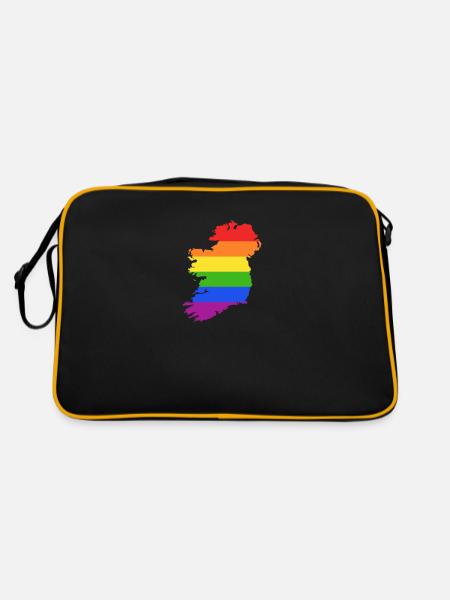 Irland Regenbogenflagge für stolze LGTBQ-Iren - Retro Tasche - Schwarz/Gold - Hinten