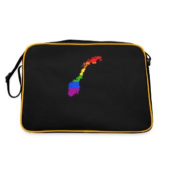 Norwegen Regenbogenflagge für stolze LGTB-Norweger - Retro Tasche - Schwarz/Gold - Hinten