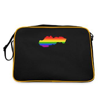 Slowakei Regenbogenflagge für stolze LGTB-Slowaken - Retro Tasche - Schwarz/Gold - Hinten