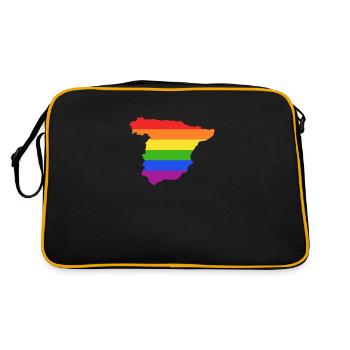 Spanien Regenbogenflagge für stolze LGTBQ Spanier - Retro Tasche - Schwarz/Gold - Hinten