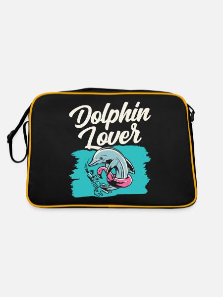 Dolphin Lover Dolphin Dolphins Dolphins - Retro Bag - black/gold - Back