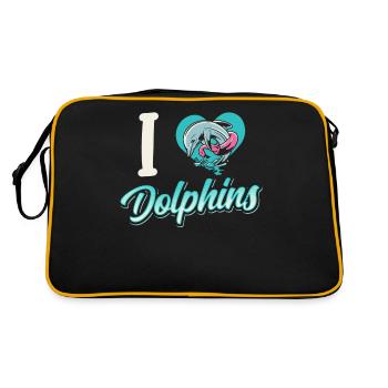 Ich Liebe Delfine Delphin Delphine Delfin - Retro Tasche - Schwarz/Gold - Hinten