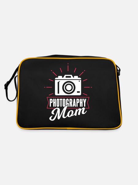 Fotografin Mama Kamera Fotografie Mutter - Retro Tasche - Schwarz/Gold - Hinten