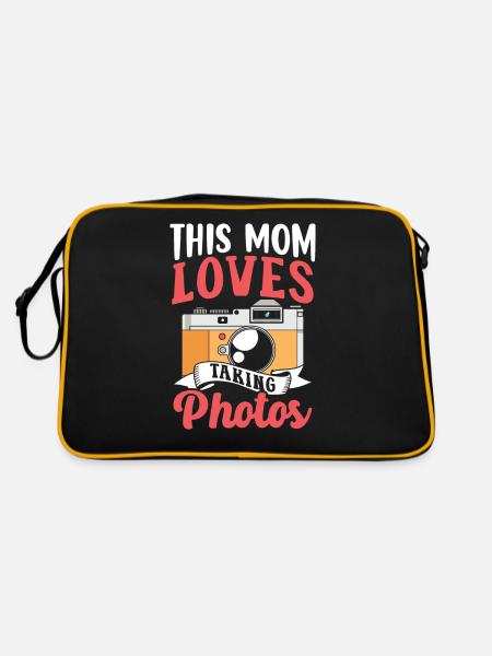 Diese Mutter Liebt Es Fotos Zu Machen Fotografie - Retro Tasche - Schwarz/Gold - Hinten