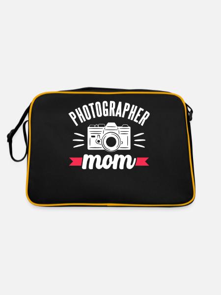 Fotografin Mama Kamera Fotografie Mutter - Retro Tasche - Schwarz/Gold - Hinten
