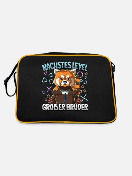 Nächstes Level Großer Bruder - Retro Tasche - Schwarz/Gold - Hinten