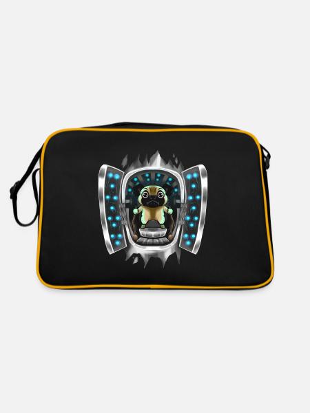Pug Inside Costume Pug Takes Over Control - Retro Bag - black/gold - Back