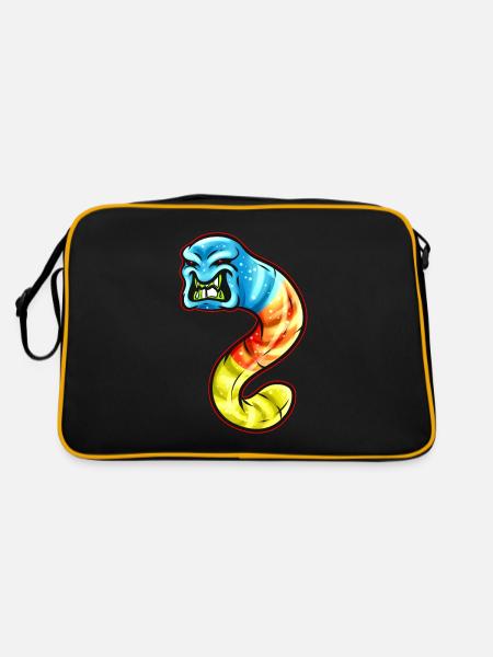 Trick Or Treat Colorful Scary Gummy Worm Tapeworm - Retro Tasche - Schwarz/Gold - Hinten