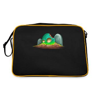 Bite Off Comic Zombie Skull On Graveyard - Retro Bag - black/gold - Back