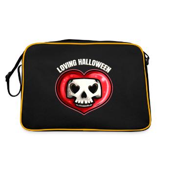Beau crâne mignon dans le cœur aimant Halloween - Sac Retro - noir/or - Dos