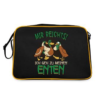 Mir reichts ich geh zu meinen Enten - Retro Tasche - Schwarz/Gold - Hinten