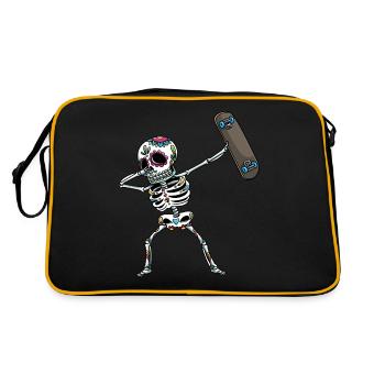 Skeleton Skateboard Halloween - Retro Bag - black/gold - Back
