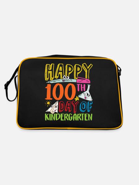 Happy 100 days in kindergarten 100 days - Retro Bag - black/gold - Back