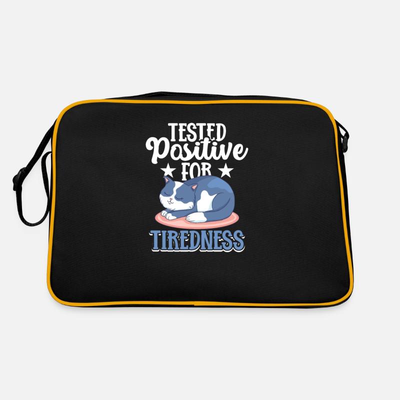 Müde Katze positiv auf Müdigkeit getestet Retro Tasche