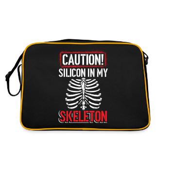 Grufti Totenköpfe Halloween Muskelknochen - Retro Tasche - Schwarz/Gold - Hinten