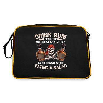Trinken Sie Rum Lustiger Tag Trinkhumor für - Retro Tasche - Schwarz/Gold - Hinten