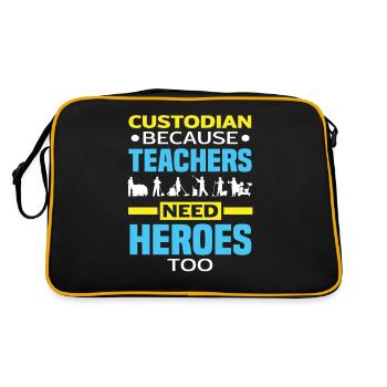 School Janitor Heroes Teacher - Retro Bag - black/gold - Back
