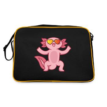 Axolotl Anime Salamandre Mignonne Poisson Animal Rose - Sac Retro - noir/or - Dos