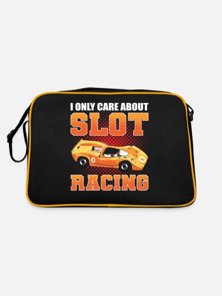 I Only Care About Slot Car Racing Slotcar Racing - Retro Tasche - Schwarz/Gold - Hinten