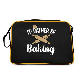 I'd Rather Be Baking Funny Cooks Bakers - Retro Tasche - Schwarz/Gold - Hinten