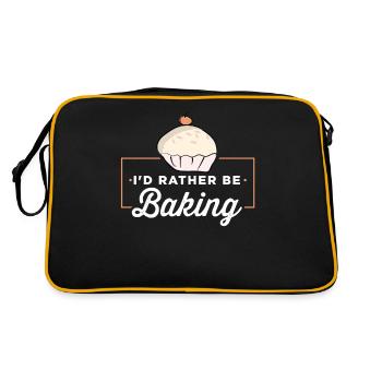 I'd Rather Be Baking Funny Cooks Bakers - Retro Tasche - Schwarz/Gold - Hinten