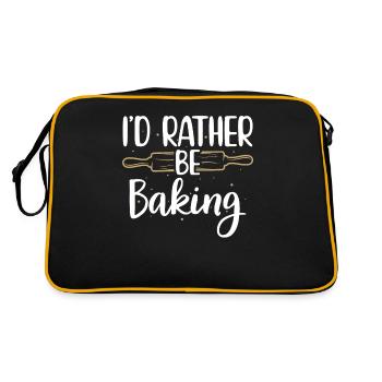 I'd Rather Be Baking Funny Cooks Bakers - Retro Tasche - Schwarz/Gold - Hinten