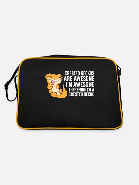 Crested Geckos Are Awesome Im Awesome Im A - Retro Bag - black/gold - Back