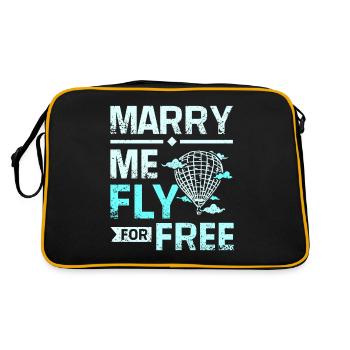 Marry me fly for free hot air balloon pilot - Retro Bag - black/gold - Back