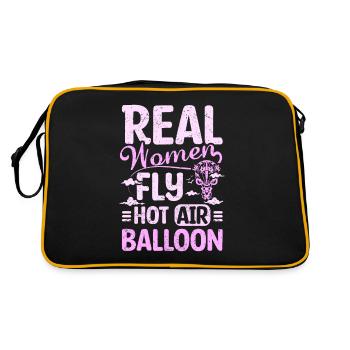 Women fly hot air balloon - Retro Bag - black/gold - Back
